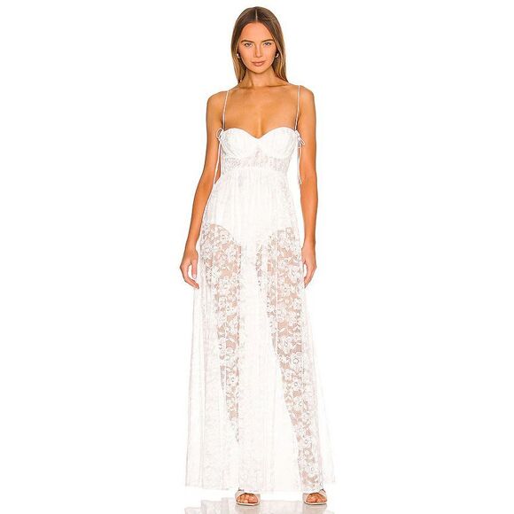 For Love & Lemons Dresses & Skirts - NWT For Love & Lemons Lorena Maxi Dress With Bodysuit In White Size Medium
